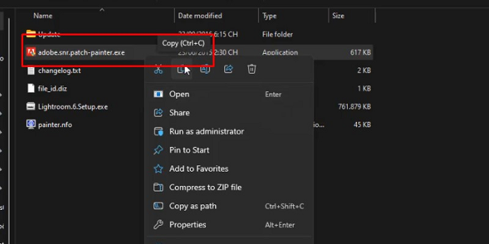 Sao chép file kích hoạt