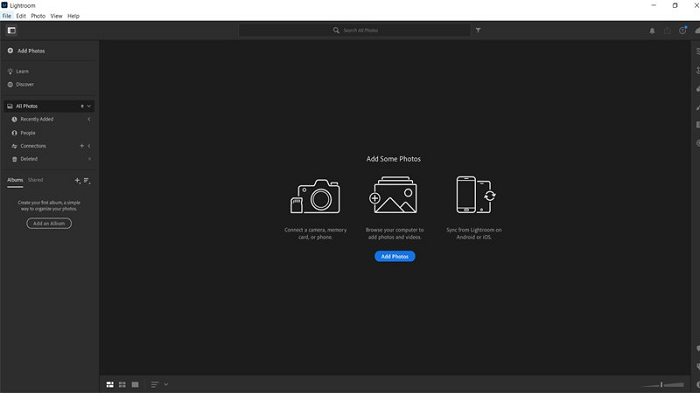 Màn hình làm việc của Adobe Lightroom