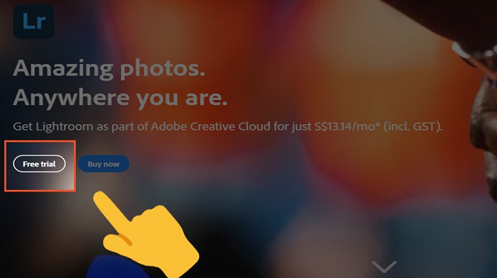 Chọn mục Free Trial